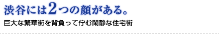 渋谷には２つの顔がある。巨大な繁華街を背負って佇む閑静な住宅街 